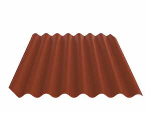 Fibrodah banguoti lakštai, 8 bangų, terakota, 1000x1130x5,8 mm