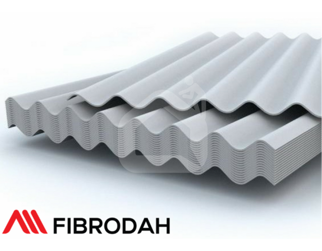 Fibrodah banguoti lakštai, 8 bangų, pilki, 1750x1130x5,8 mm