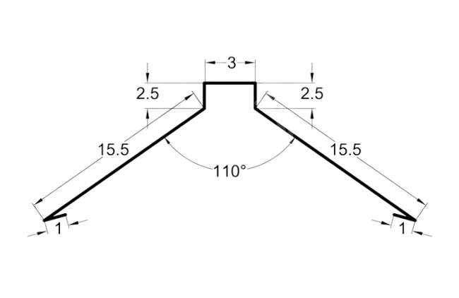 NO NOLIKTAVAS! Formēta kore 155x155 mm, 110°, dažādas krāsas un pārklājumi