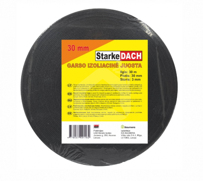Garso izoliacinė juosta gipsiniams profiliams 30 mm