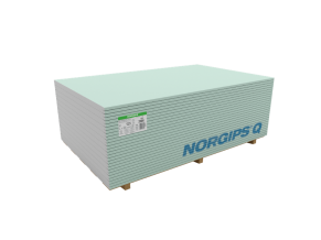 Drėgmei atspari gipso kartono plokštė NORGIPS Q GKBI 12,5 mm, H2 tipas (įv. matmenys)