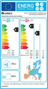 Oro kondicionierius Gree Pular 3,2/3,4 kW, su Wifi, kompl.