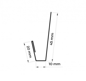 J tipo profilis 20x10x45 mm