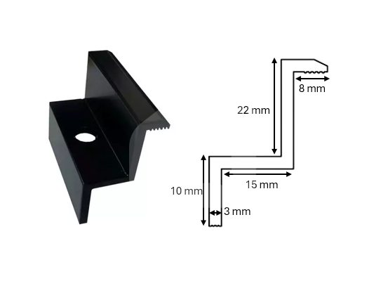 Saulės modulio šoninis laikiklis Onetric, 30 mm, juodas