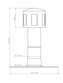 Ventiliacinis kaminėlis D125/110, plokštiems stogams