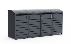 Keturvietė šiukšlių konteinerio pastogė apvalintu dangčiu MIKKO