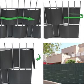 Segmentinės tvoros juosta Bimsstein 190 mm x 35 m + 28 vnt. laikiklių, 450 g/m²