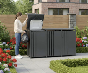 Trivietė šiukšlių konteinerio pastogė su pedalu MIKKO