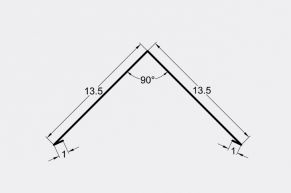 Kraigas 13,5x13,5 cm, 90°, dažytas blizgus