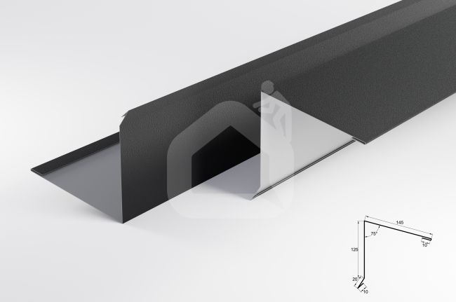 Kraigas vienšlaičio stogo 125x145 mm, 75°, įv. spalvos ir padengimai