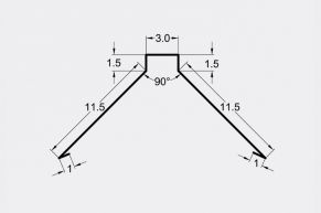 Kraigas, figūrinis,11,5x3x11,5 cm, 90°, dažytas matinis
