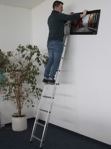 KRAUSE atremiamos aliuminės kopėčios (9 pakopų) 010093