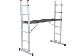 KRAUSE universalios aliuminio kopėčios/pastoliai su padu CORDA (2x5 pakopų) 082021