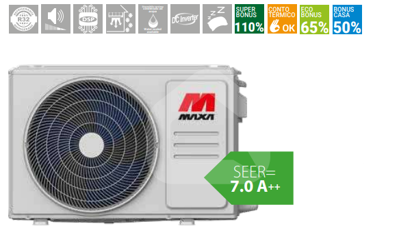 Oro kondicionieriaus MAXA Lys R32 komplektas, 2,6 kW (paskutiniai vienetai)