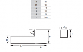 Kampinė įlaja, kvadratinė, 100x100 mm