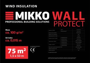Priešvėjinė plėvelė MIKKO WALL PROTECT 100 gr./m², 1,5 m. x 50 m. = 75 m²