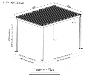 Pavėsinė (pergola) ORIENTE 3x4 m