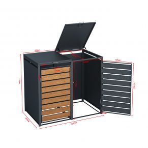 Dvivietė šiukšlių konteinerio pastogė MIKKO, pilka / medžio imitacija