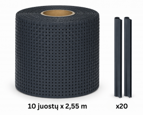 Tvoros juosta Rattan 190 mm x 2,55 m + 2 vnt. laikiklių (10 komplektų), 830 g/m²