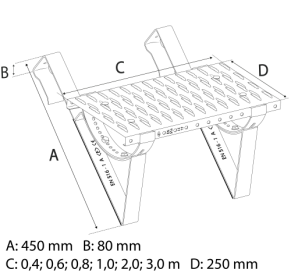 Stogo aikštelės komplektas SET PLATFORM 0.8/ DB-DC LONG (2 gripai, 2 laikikliai, aikštelė 80)
