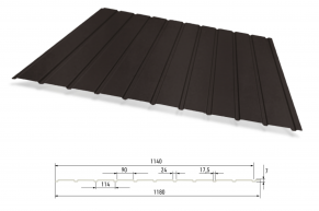 Trapecinis profilis E-7 (fasadinis) RAL8019