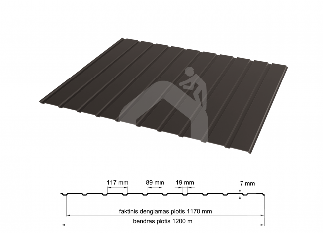 Trapecinis profilis T-8 RAL8019, Ultramatt
