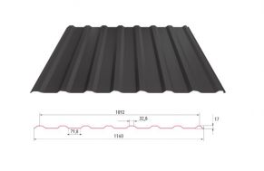 Trapecinis profilis T-18 RAL9005, Super Matt