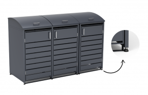 Trivietė šiukšlių konteinerio pastogė apvalintu dangčiu MIKKO