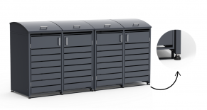 Keturvietė šiukšlių konteinerio pastogė apvalintu dangčiu MIKKO