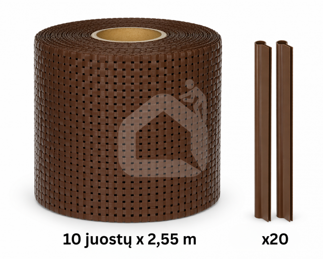 Tvoros juosta Rattan 190 mm x 2,55 m + 2 vnt. laikiklių (10 komplektų), 830 g/m²