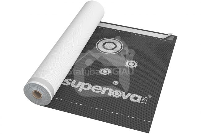 Difuzinė plėvelė SUPERNOVA 135 gr./m², SK2 (lipnūs kraštai), 1,5 m. x 50 m. = 75 m²