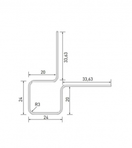 Išorinio kampo profilis, simetriškas, aliuminis, 3 m