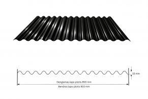 Trapecinis profilis SINUS RAL9005, 0,43 mm, Gloss