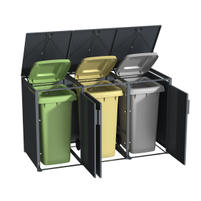 Trivietė šiukšlių konteinerio pastogė su pedalu MIKKO