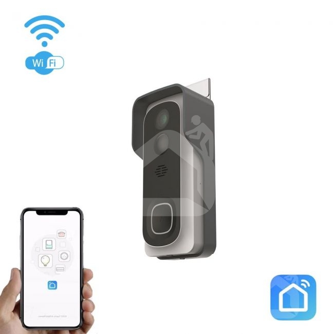 Wi-Fi durų skambutis-telefonspynė SMARTHOME, pilka