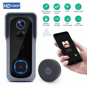 Wi-Fi durų skambutis-telefonspynė SMARTHOME, pilka