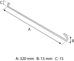 Keraminės čerpės laikiklis Clip J2, 320mm x 15 mm x 15 mm