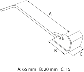 Betoninės čerpės laikiklis Clip NORD-2, 65mm x 20mm x 15mm