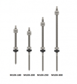 Sraigtinis laikiklis į medį, M10X, 150-180 mm, 25 mm lotui