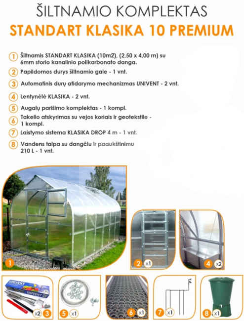 Šiltnamio komplektas KLASIKA Standart 10 PREMIUM