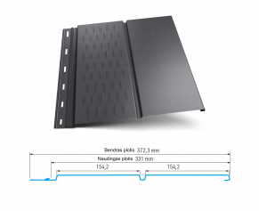 Alumīnija SOFFITS Matt (ar vai bez perforācijas), rievota struktūra