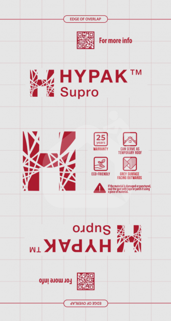 Difuzinė membrana Hypak™ Supro (25X4K) 140 g/m², 1,5 m x 50 m = 75 m²