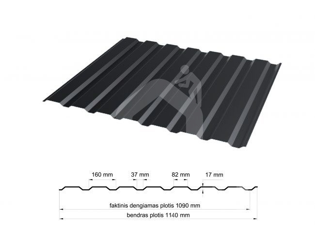 Trapecinis profilis T-18W (fasadinis) RAL9005