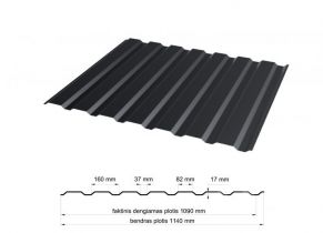 Trapecinis profilis T-18W (fasadinis) RAL9005