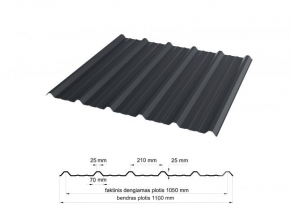 Trapecinis profilis T-25 RAL7016, 0,40 mm