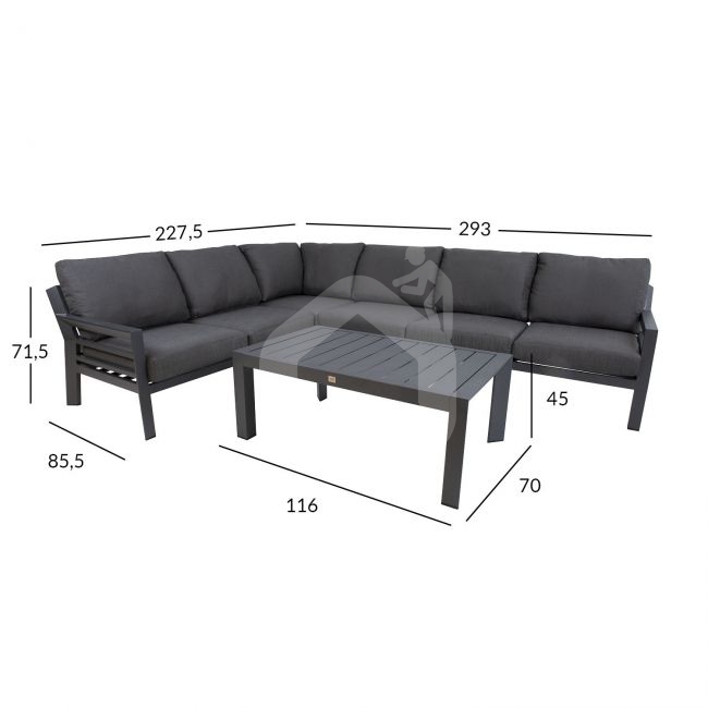 Lauko baldų komplektas TOMSON su kampine sofa