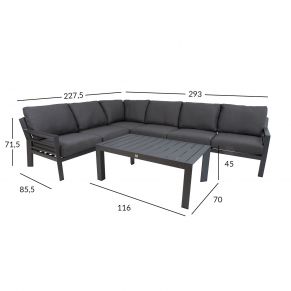 Lauko baldų komplektas TOMSON su kampine sofa