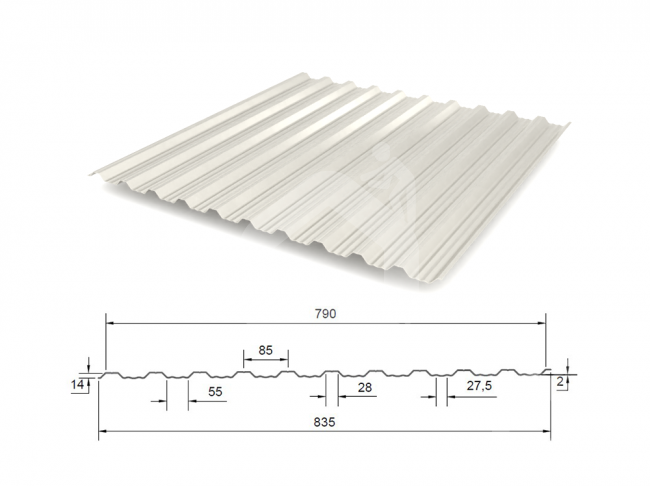 Trapecinis profilis T-14R RAL9002, RAL9010, Gloss