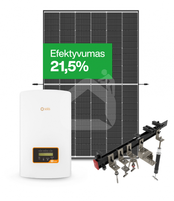 Saulės modulių, trifazio inverterio ir konstrukcijų komplektas, 9kW