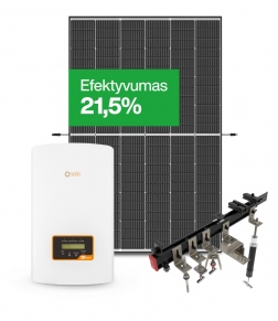 Saulės modulių, vienfazio inverterio ir konstrukcijų komplektas, 3kW